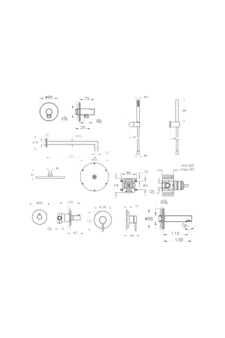 VitrA Origin Ankastre Duş Seti, Krom, 8 Parça