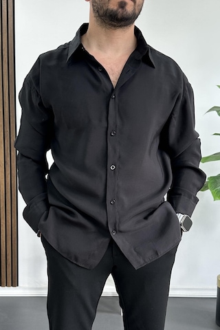 Erkek Salaş Modal Kumaş Gömlek Siyah Edw267 Siyah