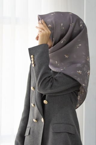 Vissona Twill İpek Eşarp Gri-3 51776-0028