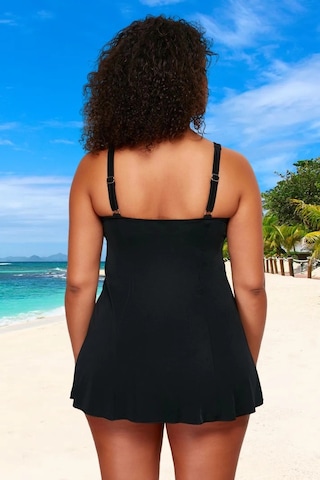 Ersefa Konforlu Plus Size Mayo Tasarım Büyük Beden Şık Detaylı Uv Koruma Siyah
