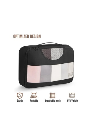 Fochsia Grey 8 Parça Set Oxford Sıkıştırma Çantaları Seyahat Bagaj Depolama Aksesuarları Ahşap