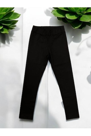 Kız Çocuk Mikro Şardonlu Esnek Tayt-15029 SiYAH