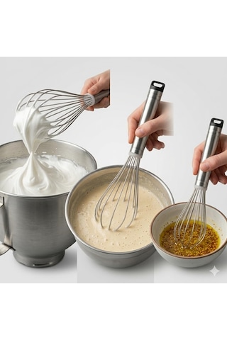 Uyt Life 3'lü Paslanmaz Çelik Çırpıcı Seti - 22cm, 26cm, 32cm Ergonomik Saplı Yumurta Ve Sos Çırpma Teli - Mu Diğer