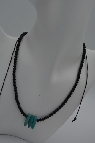 Stoneage Jewellery Amazonit Ve Oniks Taşlı Metalsiz Şifa Kolyesi Gümüş