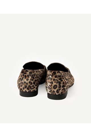Yargıcı Leopar Baskılı Kadife İnce Tabanlı Loafer 26kkay4011x 018 Açık Kahve
