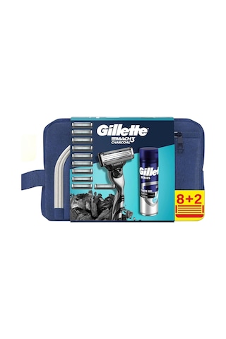 Mach3 Charcoal Makine Ve 10 Tıraş Bıçağı Yedek + Charcoal Series Jel 200 ML + Çanta