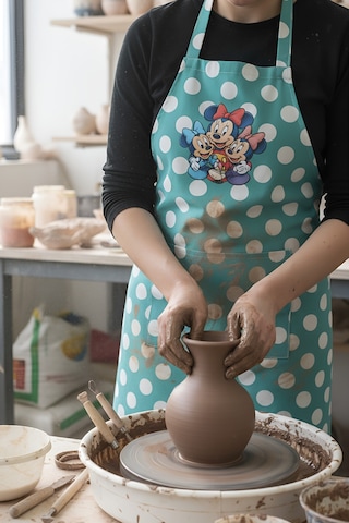 Su Yeşili Gabardin Puantiyeli Kumaş Mutfak Aşçı Önlüğü Master Chef Su Yeşili