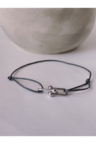 Tiffany Model Deri İpli El Yapımı Silver Füme Gri Renkli Bileklik Füme