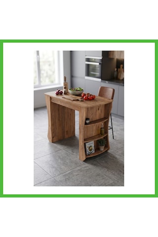 Vaveni Mutfak Masası Mutfak Adası Ada Masa Bar Masası Kahvaltı Masası Raflı Çok Amaçlı Dolap Modern Masa 120x60 Cm 9836 Atlantik Çam Arz Atlantik - Çam