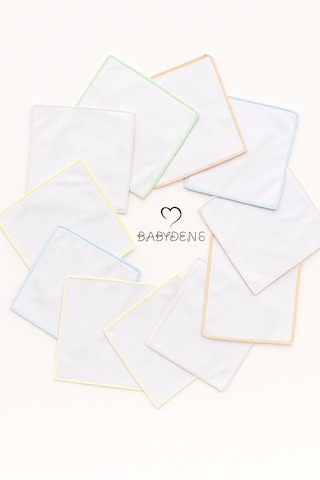 Babyden's Unisex 10'lu Yenidoğan ve Bebek Emzirme ve Ağız Bezi %100 Pamuk 20x20 CM Yumuşak Renkli Mendil 10'lu Set