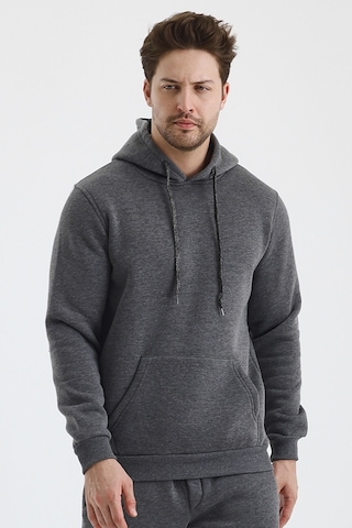 Monox Erkek Kapşonlu 3 İplik Sweatshirt Antrasit