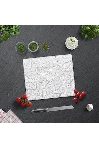 Selçuklu Motifi Desenli Cam Kesme Tahtası 29cm X 34cm