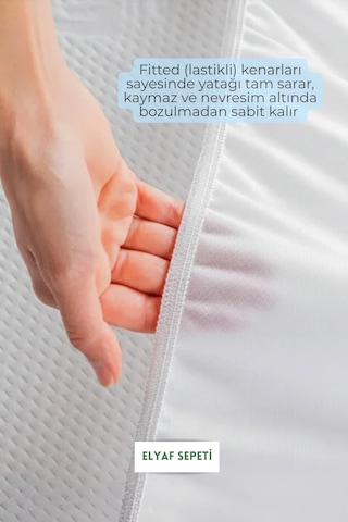 Pamuklu Üst Kumaşlı Yatak Alezi Ultra Sessiz Sıvı Geçirmez Yatak Koruyucu Alez Beyaz