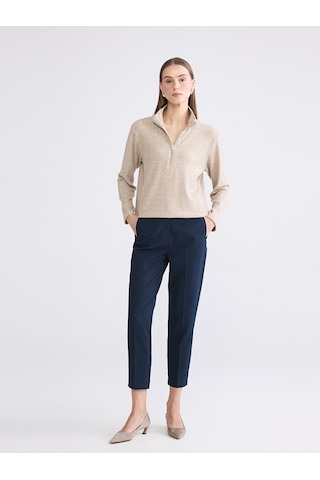 Lcw Everyday Bej Oversize Kadın Fitilli Tişört