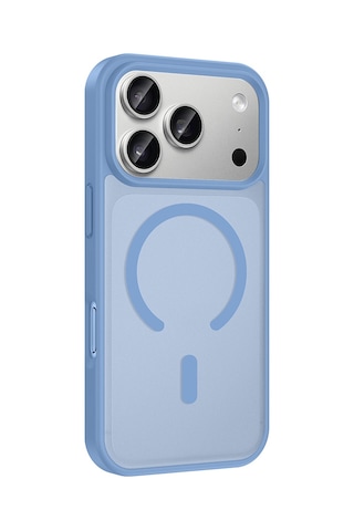 Maks Technology Apple Uyumlu iPhone 18 Pro Kılıf M-safe Şarj Özellikli Mkst Babet Kapak - Açık Mavi
