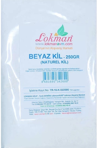 Beyaz Kil Öğütülmüş Doğal Saf Naturel 250 Gr Paket