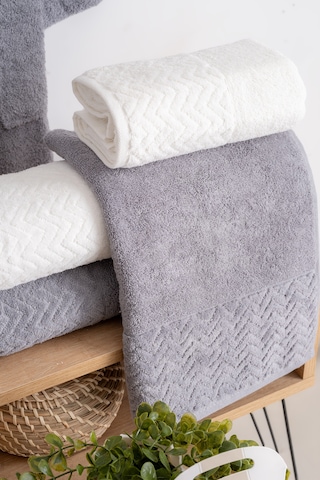 Oznhome Krem-koyu Gri Çift Kişilik 6 Parça Bornoz Seti Krem - Gri