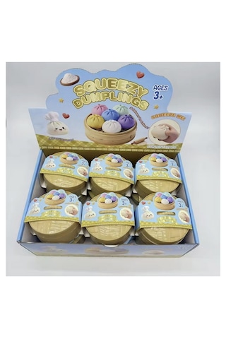 Dim Sum Viral Squishy Stres Topu Sıkılabilir Duyusal Oyuncak Çin Mantısı Kutu Şeklinde -10 Cm-1 Adet Çok Renkli