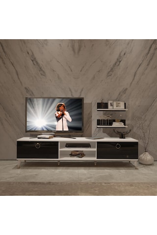 Decoraktiv Eko 4 Mdf Dvd Gold Tv Ünitesi Tv Sehpası Beyaz - Siyah