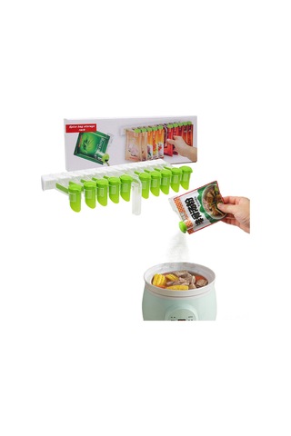 Vkemall Duvar Montajlı 10 Delikli Baharat Çantası Depolama Rafı - 3 Farklı Elde Açma Deligi, Spor Baharatları İçin Organize Edici, Delik Açmadan Kuruluşturulabilir, Şeffaf Renk Beyaz