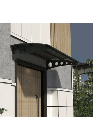SundurmaX Pratik Metal Sundurma 120x100 Oval Serisi Kapı Üstü Sundurma Antrasit - Füme