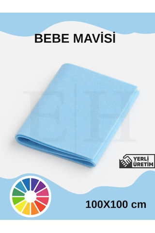 Açık Mavi Rengi Metrelik Ince Keçe Kumaş Keçe 1 Mm Aktivite Keçesi Renkli Keçe 1 Metre 100cmx100cm