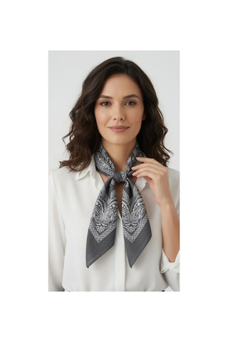 Mollycrush Unisex Gri Şal Desenli Bandana Günlük Saç Aksesuarı, Boyunluk Ve Outdoor Fular Gri