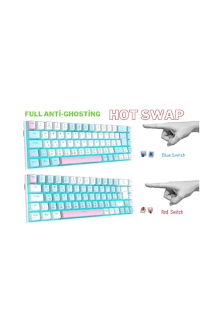 R10 Mekanik Klavye Full Anti-ghosting Hot Swap Blue Switch Oyuncu Klavyesi Türkçe Buz Mavisi Işık