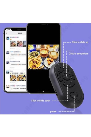 Tiktok Bluetooth Uzaktan Kumanda Düğmesi Sayfa Çevirici Video Kaydı Selfie Kumandası - Siyah