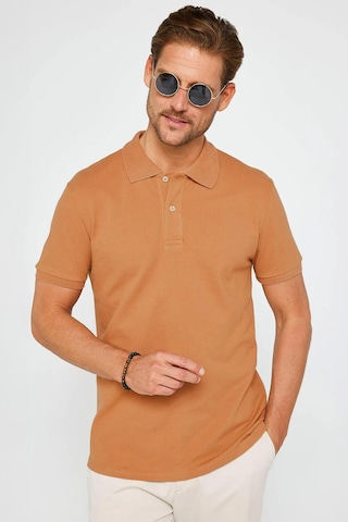 Tudors Erkek Slim Fit Dar Kesim %100 Pamuk Kahverengi Polo Yaka Tişört-32729 Kahverengi