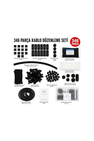 346 Parça Kablo Düzenleme Seti, Masa Altı Ve Bilgisayar Kablo Düzenleyici Organizer, Klips Spiral Sarıcı Cırt Ba