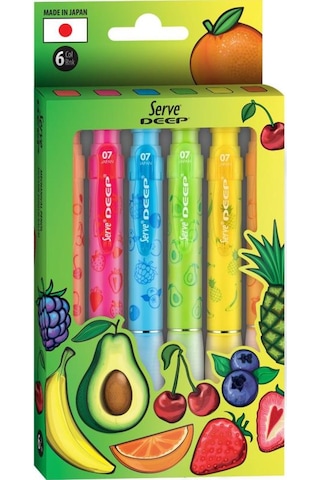 Serve Deep Uçlu Kalem Meyve Serisi 07mm - 6'lı Set Diğer