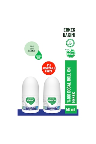 Siveno %100 Doğal Roll-on Erkek Deodorant Ter Kokusu Önleyici Bitkisel Leke Bırakmayan Vegan 50 Ml X 2 Adet