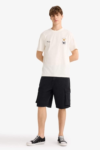 Defacto Regular Fit Bisiklet Yaka Baskılı Kısa Kollu Tişört F9497ax25hser105 Ekru