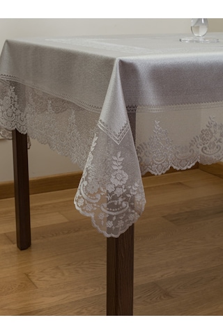 Çini Desenli Örme Leke Tutmazmasa Örtüsü Gri