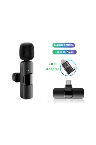 K9-d Type C Lightning Wireless Kablosuz Mikrofon Dönüştürücülü Tak Çalıştır Android Telefon Tablet Ipad Tekli Yaka Mikrofonu K9-d
