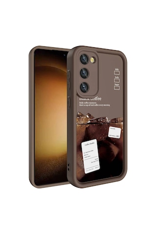 Galaxy Uyumlu S23 Kılıf Kamera Korumalı Baskılı Arka Yüzey Klas Kapak - Açık Kahve Açık Kahve Açık Kahve
