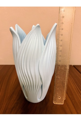 Lale Vazo Dekoratif 3d Açık Mavi