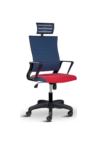 Rigel Başlıklı Ev Ve Ofis Koltuğu Çalışma Koltuğu Mavi Kırmızı