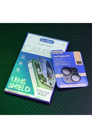 Apple iPhone 15 Uyumlu Şeffaf Lens Koruyucu Go Des Lens Shield Cl-14 Kamera Protector