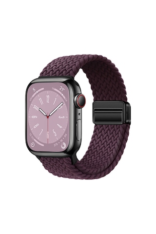 Watch 44mm Zore Krd-134 Örgü Tasarımlı Hasır Kordon Strap Kayış - Koyu Mor