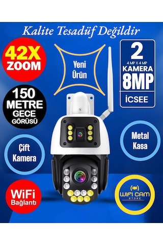 İcsee 8 Mp Çift Kameralı 42x Optik Zoom Metal Kasa Kamera