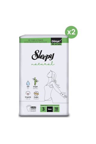 Sleepy Natural Ultra Hassas Hijyenik Ped Gece 36 Adet Ped