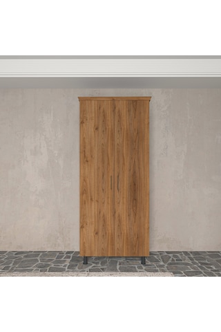 Soft Wood 2 Kapaklı Masif Ahşap Gardırop Ceviz