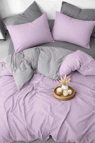 Lila & Gri, Çift Kişilik Nevresim Takımı Modern Minimal Seri Lila-gri