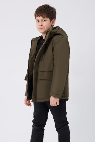 Kız Çocuk Haki İçi Kürklü Su Ve Rüzgar Geçirmez Kapüşonlu 3 Cep Kışlık Mont & Kaban & Parka Haki