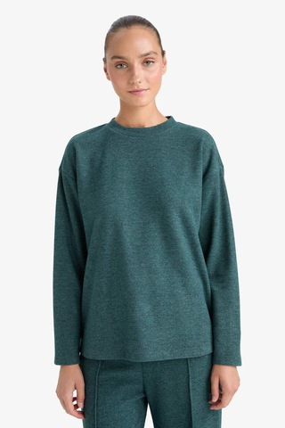 Defacto Relax Fit Bisiklet Yaka Sweatshirt F1013ax25augn650 Yeşil