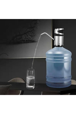 Paslanmaz Çelik Şarjlı Otomatik Damacana Su Pompası Gri