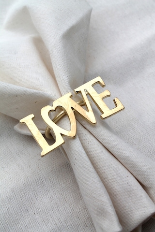 6 Adet Dekoratif Gold Love Peçete Halkası - Napkin Ring