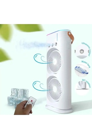 Portatif Hava Nemlendirici Işıklı Kumandalı Aroma Terapi Fan Masaüstü 3 Spray Oda Nemlendiricisi